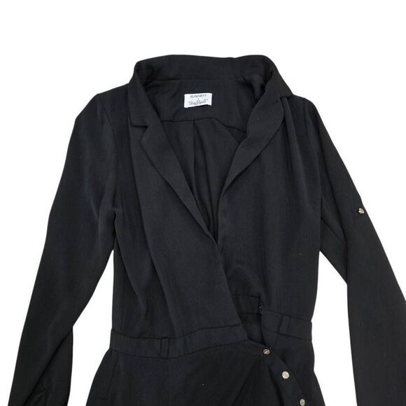 Runaway The Label Slim Belt Shirt Dress Womens 4 Black Notch Long Sleeve Stretch - Picture 7 of 9